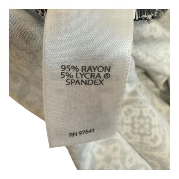 Geometric Print Dress Black White Peach Blue 3/4 Sleeve - Picture 6 of 8